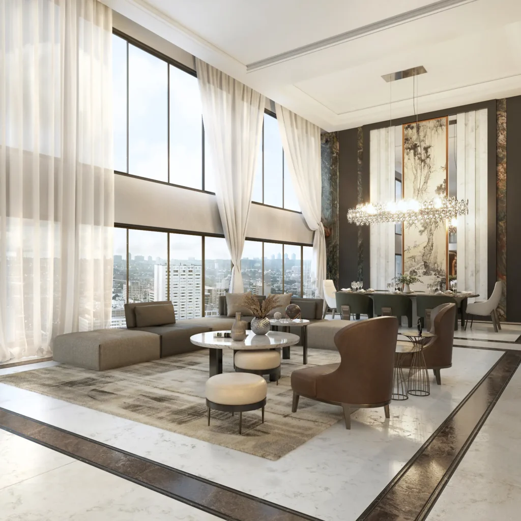 Apartamento Cobertura duplex com vista panorâmica em Balneário Camboriú, projeto de arquitetura de interiores autoral da KRUZ Arquitetura.